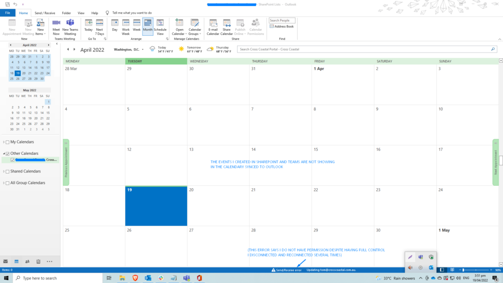 Organic integration of Outlook and SharePoint